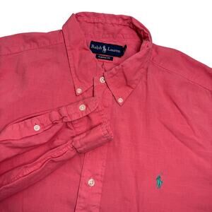 Ralph Lauren Classic Fit Pink Long Sleeve‎ Button Down Men's XL Preppy Old Money